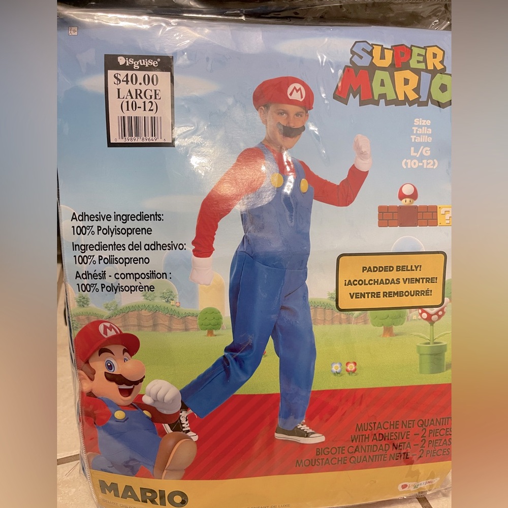 🌼💚💜NWT Disguise Super Mario Child Costume Size Large 10-12Disguise